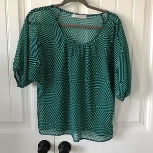green and blue sheer blouse from love notes